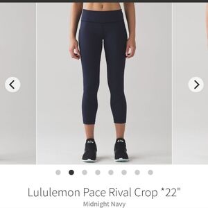 Lululemon Pace Rival Crop *22" size 4